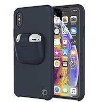Punkcase iPhone X Airpods Case Holder (CenterPods Series) | Slim & Durable 2 in 1 Cover Designed for iPhone X (5.8