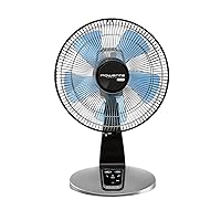 Rowenta Turbo Silence Table Fan with Remote 18 Inches Ultra Quiet Fan Oscillating, Portable, 5 Speeds, Indoor VU2660, Black