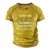 Men's T Shirts Plunge T-Shirt Vintage Casual Short Sleeve Round Neck Printed Top Shirts, S-6XL