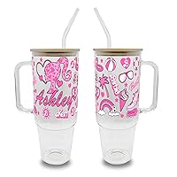 Sip Sip Hooray 40oz Barbie Girl Personalized Tumbler With Name Glass Cup, Barbi Pink Doll Custom Iced Coffee Design Glass Tumbler Personal Name Let’s Go Party