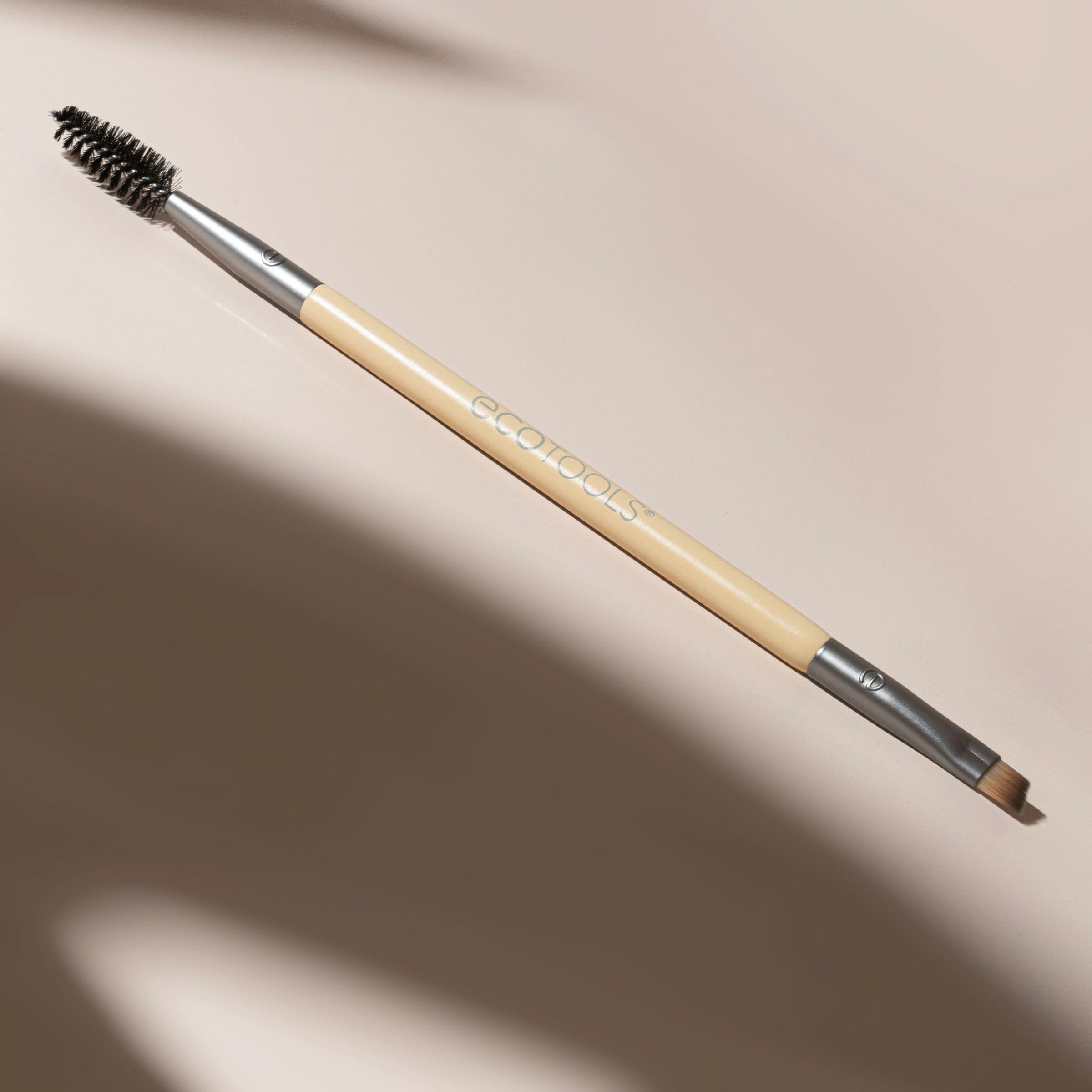 EcoTools Eyebrow Brush Duo, Tame, Sculpt & Fill in Brows, Multipurpose For Eyebrow Gel, Powder, & Cream, Dual-Ended Spoolie & Angled Brow Brush, Eco Friendly, Cruelty-Free, & Vegan, 1 Count