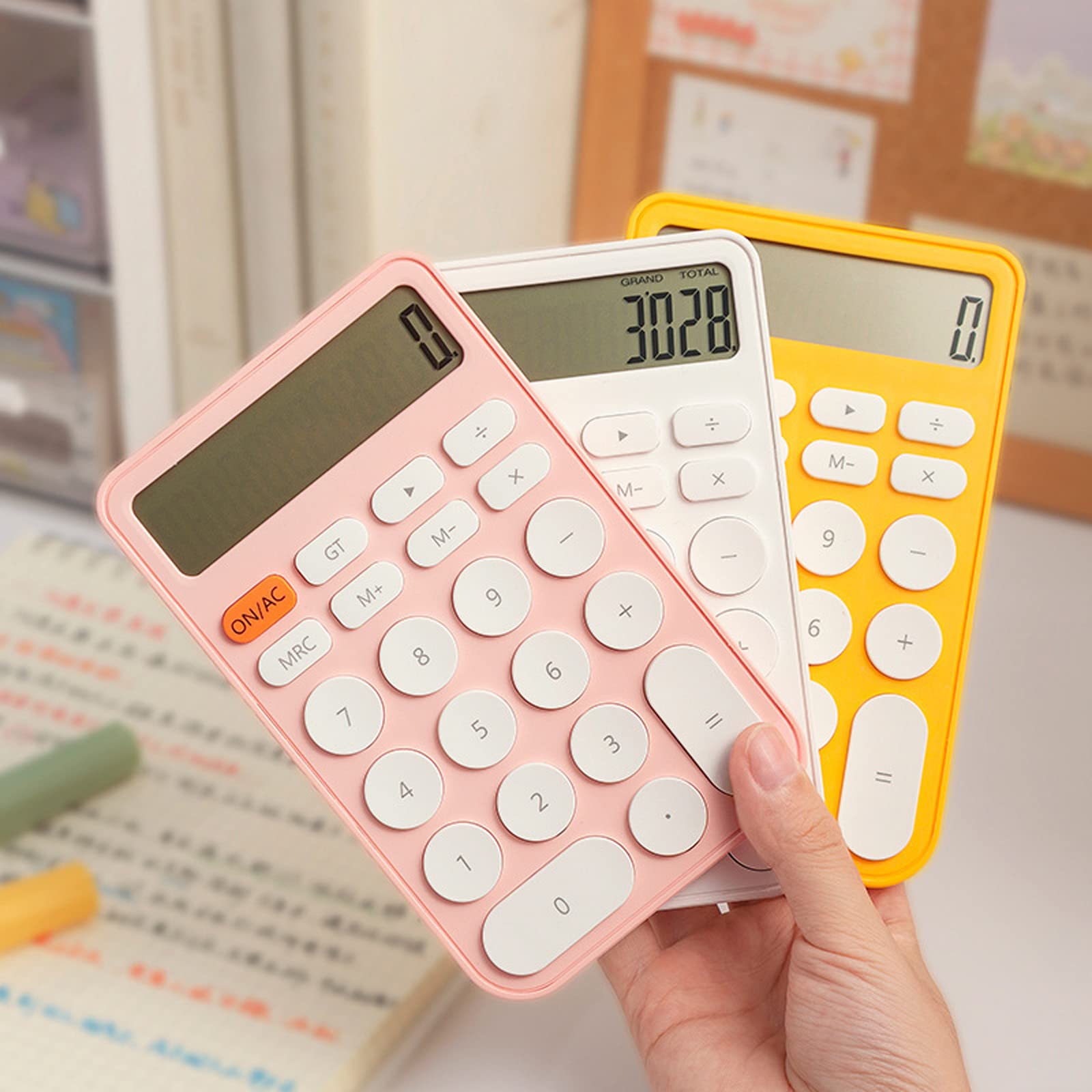 Pink Office Supplies for Women, Cute Desk Accessories, Benkaim Desk Calculator, Cute Small Calculator 12 Digit Basic Calculator with Large LCD Display and Sensitive Buttons