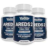 AREDS 2 Zinc Free White Eye Vitamins - Zeaxanthin Plus Lutein Macular Eye Vitamins - Soy-Free - Zinc and Copper Free Macular Health Formula - Pack of 3