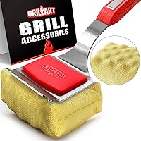 GRILLART Grill Brush Bristle Free. SteamWizards BBQ Replaceable Cleaning Head, Unique Seamless-Fit Scraper Tool for Cast Iron/Stainless-Steel Grates, Safe Barbecue Grill Cleaner-Red