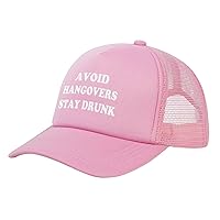 Avoid-Hangovers-Stay-Drunk -Alcohol-Beer Funny Hat for Men Trucker Hat Summer Mesh Cap with Adjustable Snapback Strap