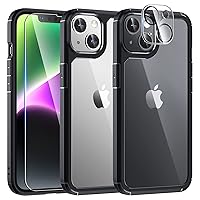 TAURI 5-in-1 Designed for iPhone 14 Case, with 2 Screen Protector + 2 Camera Lens Protector [Not Yellowing] [Military Drop Protection] Shockproof Slim Phone Case for iPhone 14 6.1 Inch-Black