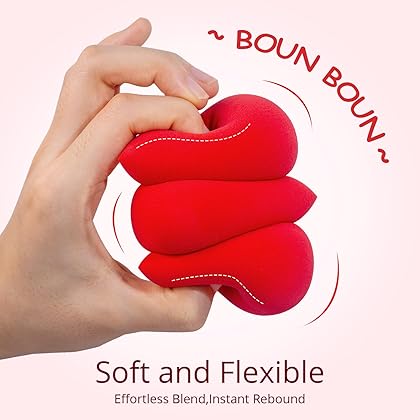 BEAKEY 5 Pcs Makeup Sponges Set, Foundation Blending Paw Paw Sponge, Latex Free Beauty Sponges Flawless for Liquid, Cream, and Powder, Boun Boun Sponges, Multi-colored Makeup Sponges