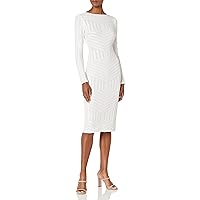 Dress the Population Women's Emery Long Sleeve Stretch Sequin Midi Sheath