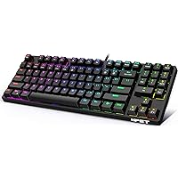 NPET K80 TKL Tenkeyless Gaming Keyboard, Ultra-Portable Compact Mechanical Keyboard with RGB Backlit, Linear and Quiet Mechanical Red Switch, 80% Keyboard for Windows, Gaming PC (89 Keys, Black)