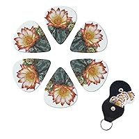 6 Pack Guitar Picks With Storage Box Fresh Blooming Cactus Guitar Plectrum Colorful Celluloid Guitar Plectrums for Acoustic Guitar Bass Picks Includes 0.46mm, 0.71mm, 0.96mm