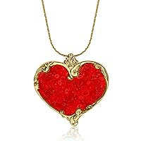 Gold Plated Sterling Silver Heart Necklace Pendant Handmade Polymer Clay Jewelry, 16.5