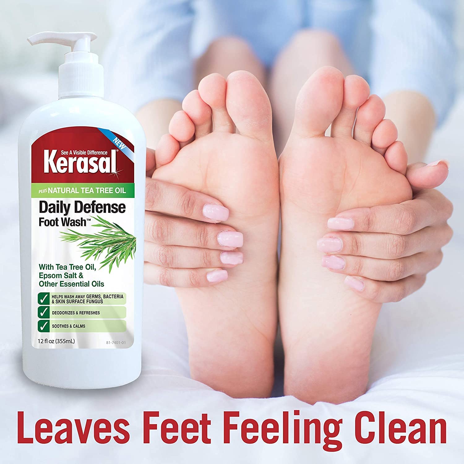 Kerasal Daily Defense Foot Wash Daily Cleanser with Tea Tree Oil, 12 Ounce