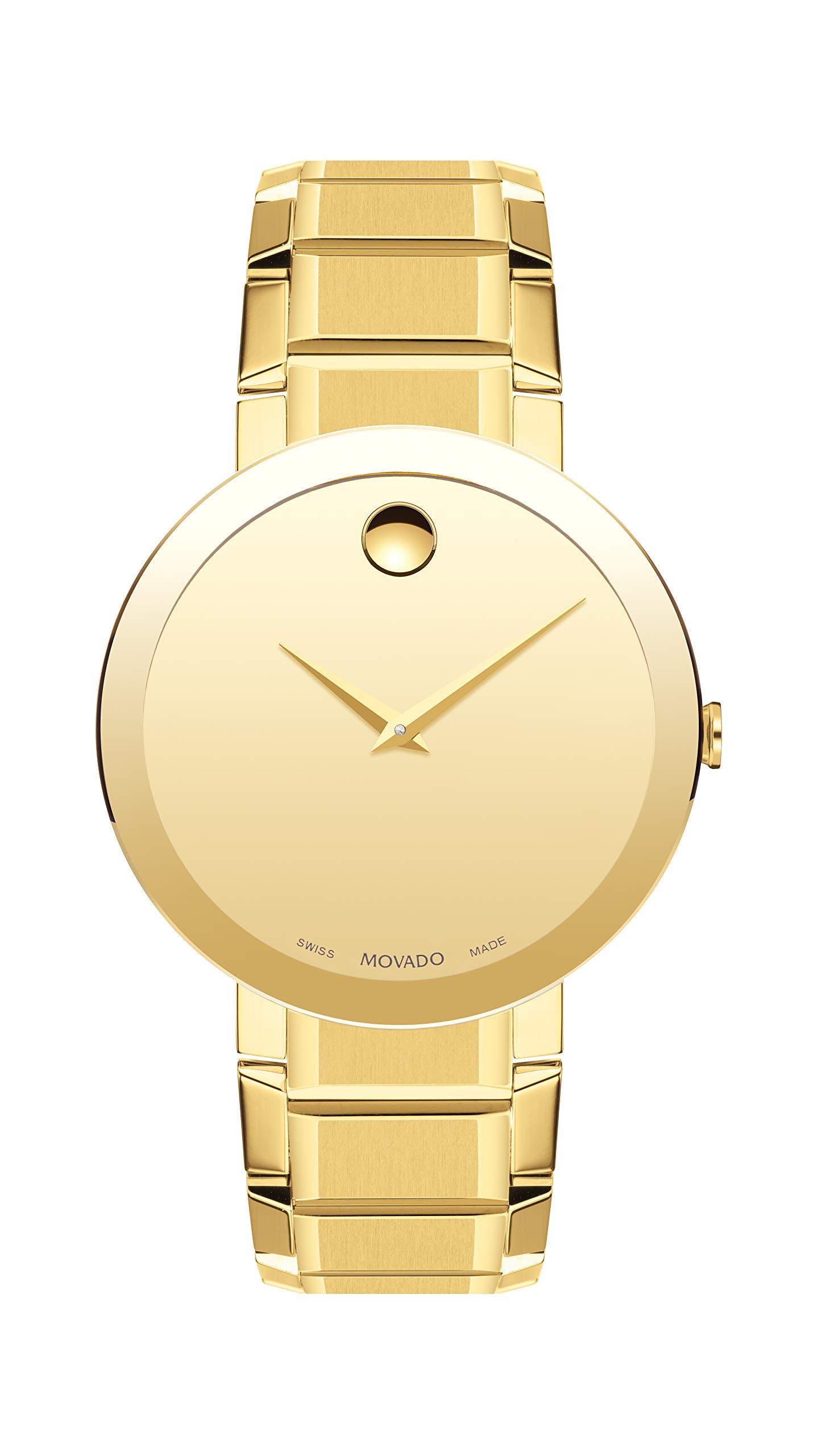 Movado Men's Sapphire Yellow Gold Watch with a Concave Dot Museum Dial, Gold (Model 607180)
