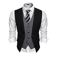 COOFANDY Men's Formal Fashion Vest Layered Waistcoat Business Dress Suit Vests for Wedding