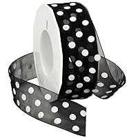 Morex Ribbon Sheer Ribbon, Black/White Dots (92009/50-913)