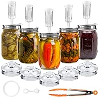 Artcome 28 Pcs Fermentation Kit-5 Stainless Steel Fermentation Lids, 5 Glass Weights, 5 Airlocks, 6 Silicone Rings, 6 Silicone Grommet, 1 Silicone Tong for Wide Mouth Mason Jar(Jars Not Included)