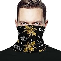 Honey Bee Queen Golden Wings Insect Face Mask Unisex Neck Gaiter Seamless Face Cover Scarf Bandanas with Drawstring for Cycling Hiking