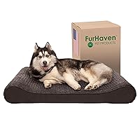 Furhaven Memory Foam Dog Bed for Large Dogs w/ Removable Washable Cover, For Dogs Up to 75 lbs - Ultra Plush Faux Fur & Suede Luxe Lounger Contour Mattress - Chocolate, Jumbo/XL