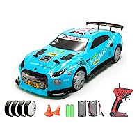 VOLANTEXRC RACENT RC Drift Car - 1:14 Scale 4WD 15MPH Fasr Remote Control Toy with Drifting & Racing Tires, 2 Rechargeable Batteries, Gifts for Boys Kids Adults (Blue)