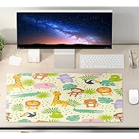 Zoo Mouse Pad Large,Zoo Elephant Snake Lion Crocodile Tiger Hippo Giraffe Monkey Waterproof Non-Slip Rubber Base Gaming Large Mouse Pad for Computers Office and Home Keyboard Mat,32
