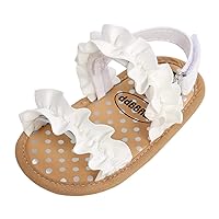 Baby Girls Sandals Ruffle Bowknot Premium Soft Sole Anti-Slip Open Toe Breathable Summer Outdoor First Walker Shoes Baby Sandals 0-3 months girls