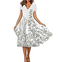 Summer Dresses for Women Lace One Shoulder Neck Flared Sleeve Sheath Sundress Ruffle A Line Tiered Midi Dresses