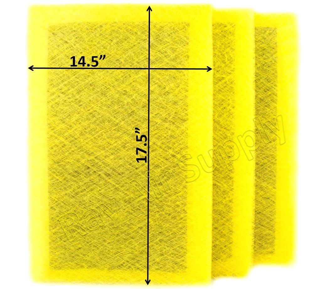 RayAir Supply 16x20 MicroPower Guard Air Cleaner Replacement Filter Pads (3 Pack) YELLOW