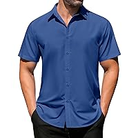 COOFANDY Men's Casual Dress Shirts Short Sleeve Wrinkle Free Casual Button Down Shirts