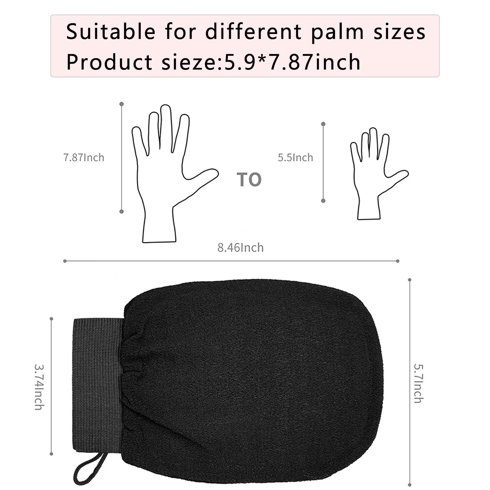 Exfoliating Glove 2pcs - Pink - Removes Unwanted Dead Skin, Exfoliating Gloves for Bath or Shower,Exfoliating Mitts at Home,Made of 100% Viscose Fibe