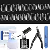 Beetles Gel Nail Kit Easy Extension Set, XS Short Almond Pre Shaped 240 Pcs Clear False Acrylic Nails Tips with 5 In 1 Nail Glue Innovative Uv Led Lamp DIY Manicure Salon at Home Women Gift