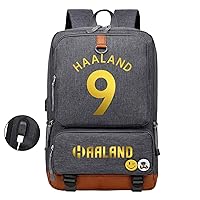 Teens Lightweight Erling Haaland Bagpack with USB Charging Port-Durable Students Book Bag Lightweight Laptop Bag