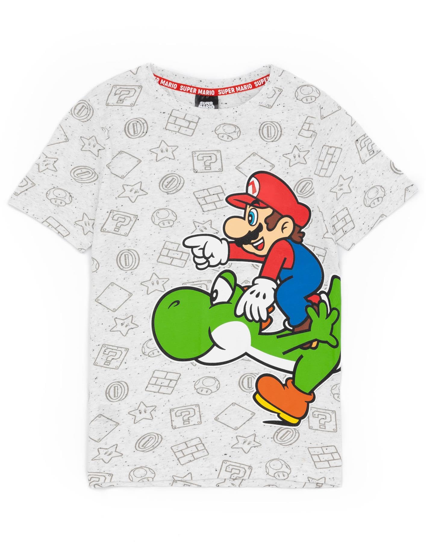 Super Mario Nintendo and Yoshi Boy's Kids Grey Character T-Shirt Top