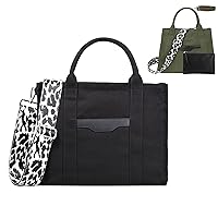 Women Zip Top Handle Multiple Pockets Tote Bag Canvas Crossbody Handbag