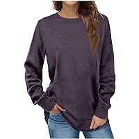 TUNUSKAT Sweatshirts for Women, Fall Winter Crewneck Long Sleeve Shirts Casual Plain Pullover Fashion Tunic Tops For Leggings