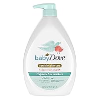 Baby Dove Sensitive Skin Care Baby Wash Fragrance Free Moisture For Baby Bath Time Fragrance Free and Hypoallergenic, Washes Away Bacteria 34 oz