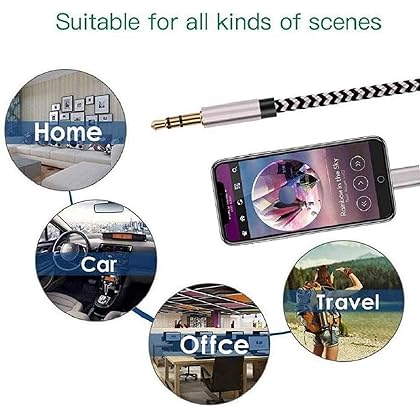 [Apple MFi Certified] iPhone AUX Cord for Car Stereo, Veetone 3FT Lightning to 3.5mm AUX Audio Nylon Braided Cable for iPhone 14 13 12 11 Pro Max/XS/XR/X 8/iPad/iPod to Speaker, Home Stereo, Headphone