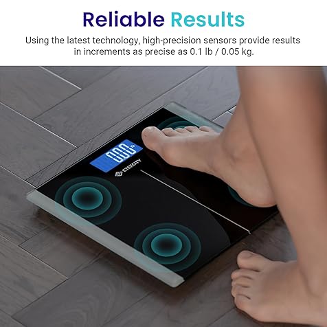 Bathroom Scale for Body Weight, Highly Accurate Digital Weighing Machine for People, Large Size and Backlit LCD Display, 6mm Tempered Glass, 400 Pounds
