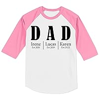 Father's Day Dad Shirt Custom Name and Year Mens Raglan Sleeve Shirt