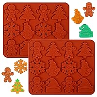 Christmas Cookie Molds, 2 Pcs Silicone Christmas Biscuit Molds, Xmas Cake Mold, 12 Cavity, Gingerbread Man, Christmas Tree, Snowflake, Snowman, Santa Hat Shape