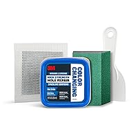 3M High Strength Hole Repair Kit, Includes Color Changing Spackling Compound, Putty Knife, Sanding Sponge, & Self-Adhesive Patch, For Hole Repairs Up To 3