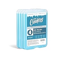 Cool Coolers by Fit & Fresh 4 Pack XL Slim Ice Packs, Quick Freeze Space Saving Reusable Ice Packs for Lunch Boxes or Coolers, Blue, 239ICE
