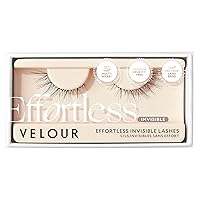 Velour Effortless Invisible Lashes - Lash Extension Look - Natural-Looking False Eyelashes - Reusable Fake Lashes - Fluffy & Lightweight No-Trim Lashes - Vegan - Glue not included (Barely There)
