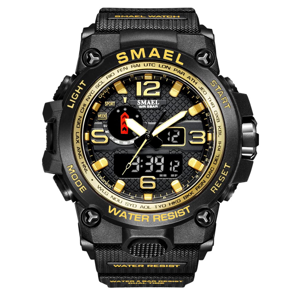 SMAEL Fashion Mens Watches LED Sport Waterproof Top Luxury Brand Digital Male Quartz Wrist Watch