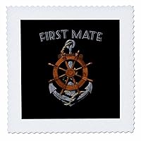 3dRose A Nautical First Mate Anchor and Helm Design. - Quilt Squares (qs_358287_10)