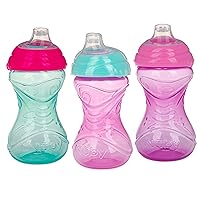 Nuby Clik-It Soft Spout No-Spill Easy Grip Sippy Cup for Girls - 3 Count (Pack of 1) 10 Oz - 6+ Months