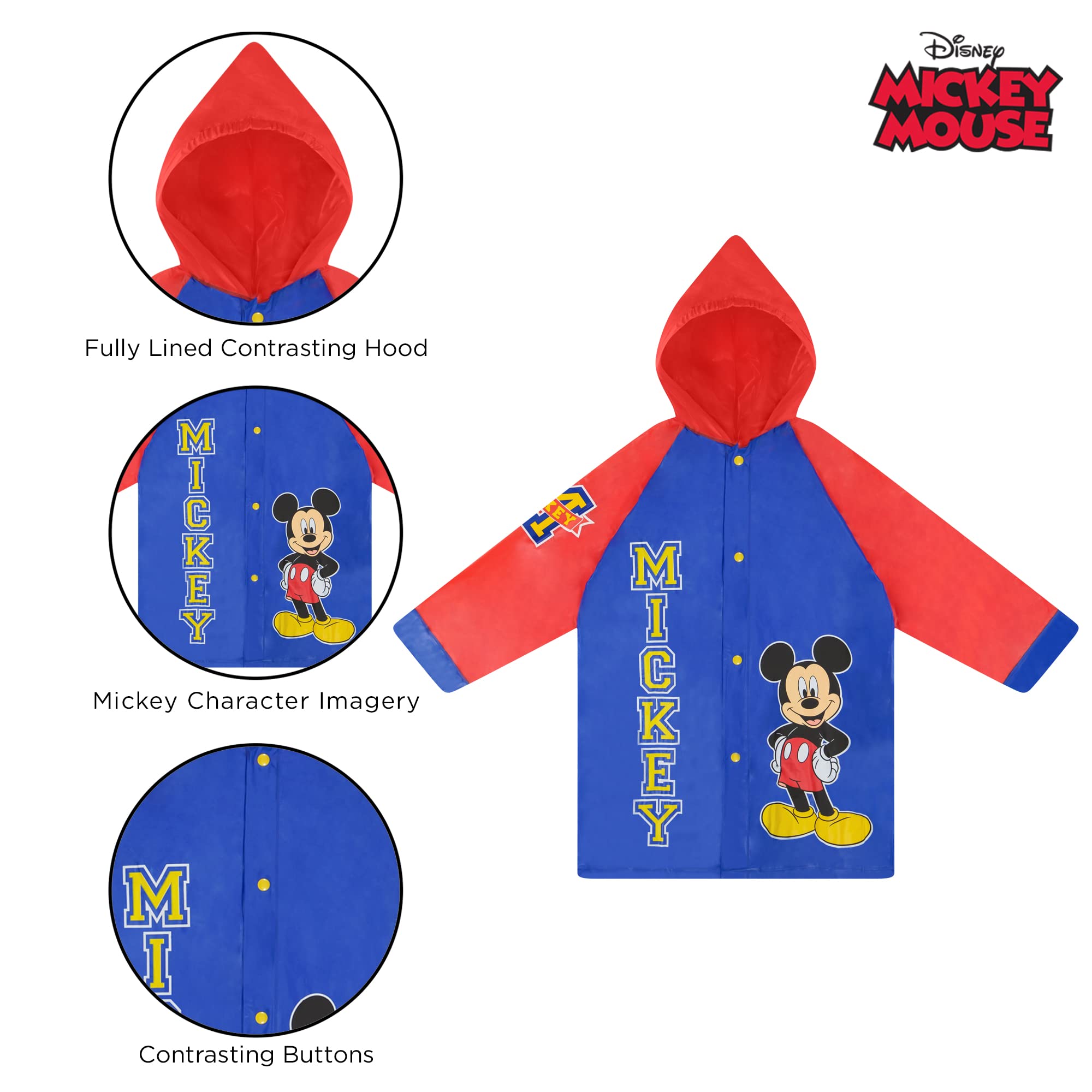 Disney Boys' Little Umbrella and Poncho Raincoat Set, Mickey Mouse Rain Wear for Toddler 2-3 or Kids 4-7, Dark Blue, Ages 2-7