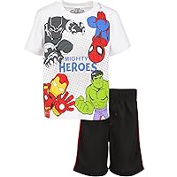 Marvel Avengers Hulk Iron Man Spider-Man T-Shirt and Mesh Shorts Outfit Set Toddler to Big Kid