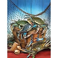 Heritage Puzzle Crab Catch - 550 Pieces Jigsaw Puzzles for Adults by Larry Jones- Size 18