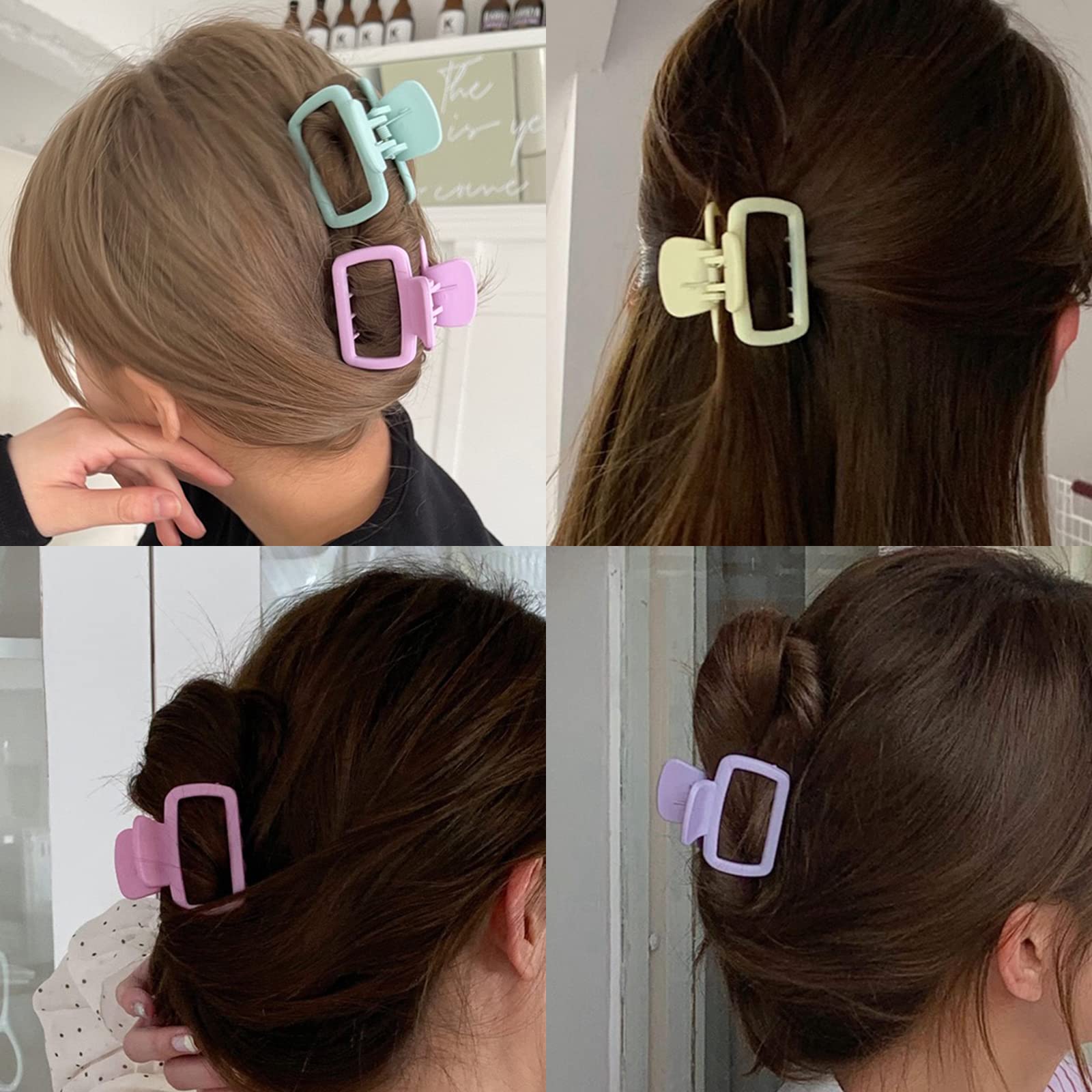 Small Claw Hair Clips for Women Girls,Square Small Hair Claw Clips for Thin/Medium Thick Hair,10Pcs 2.5 Inch Mini Claw Clips Matte Hair Jaw Clips Non-slip Claw Hair Clips,Strong Hold Jaw Clips for Thin Hair