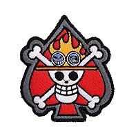 100% Embroidered Patch Inspired by Anime Fan Art/Ace/Jolly Roger/Calavera/Patch Embroidery (Velcro/Hook&Loop)